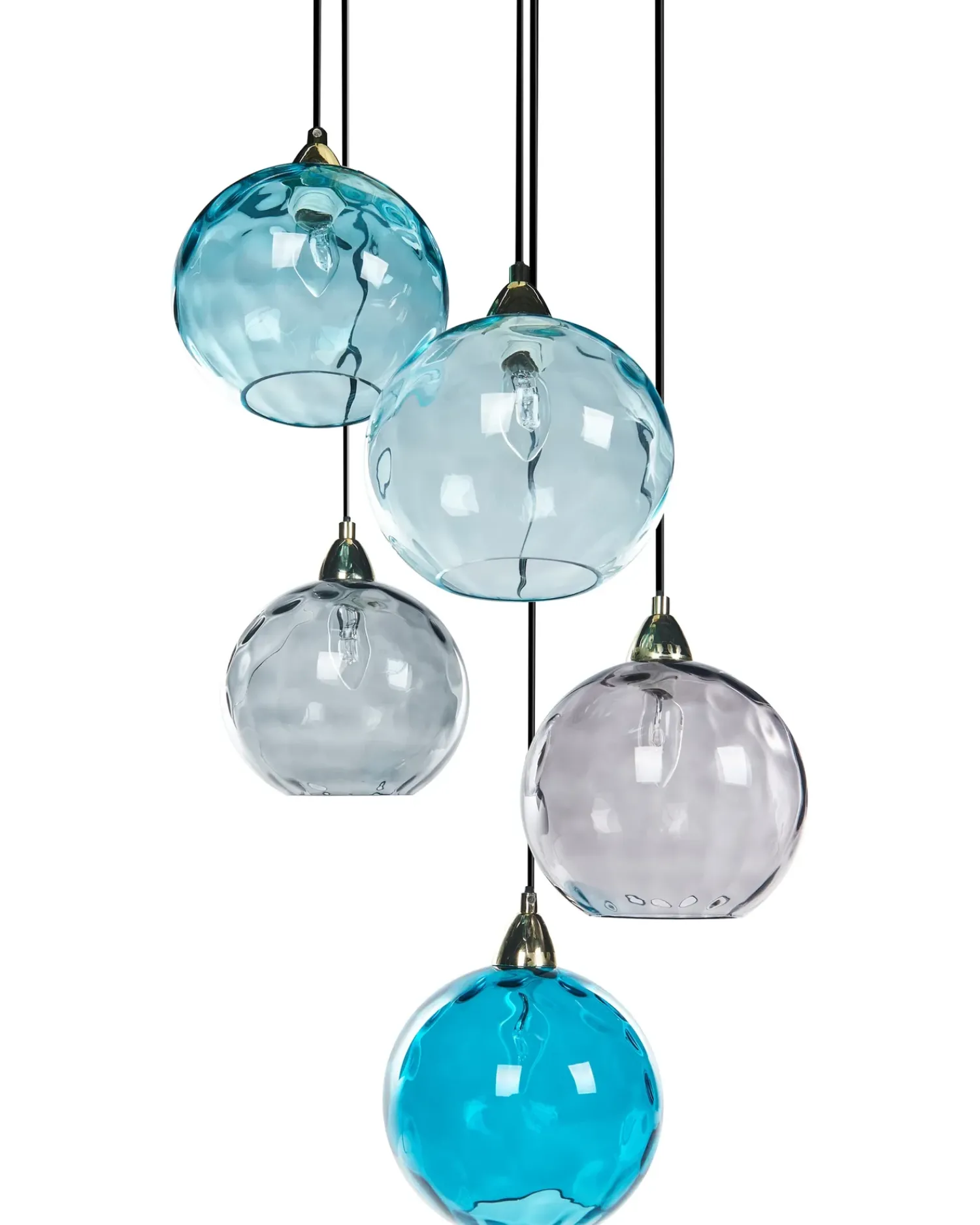 Hot Beliani Lampadario PABELLON Vetro Blu Blu Grigio