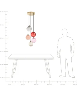 Hot Beliani Lampadario PABELLON Vetro Rosso Rosa Rosso Trasparente