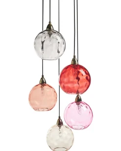 Hot Beliani Lampadario PABELLON Vetro Rosso Rosa Rosso Trasparente