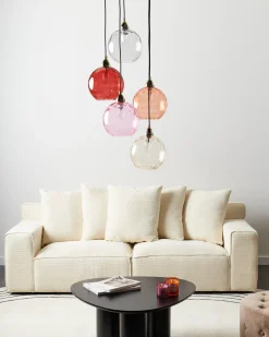 Hot Beliani Lampadario PABELLON Vetro Rosso Rosa Rosso Trasparente