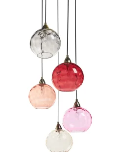 Hot Beliani Lampadario PABELLON Vetro Rosso Rosa Rosso Trasparente