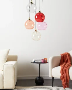 Hot Beliani Lampadario PABELLON Vetro Rosso Rosa Rosso Trasparente