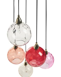 Hot Beliani Lampadario PABELLON Vetro Rosso Rosa Rosso Trasparente