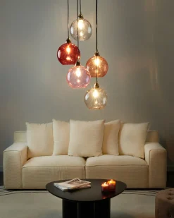 Hot Beliani Lampadario PABELLON Vetro Rosso Rosa Rosso Trasparente