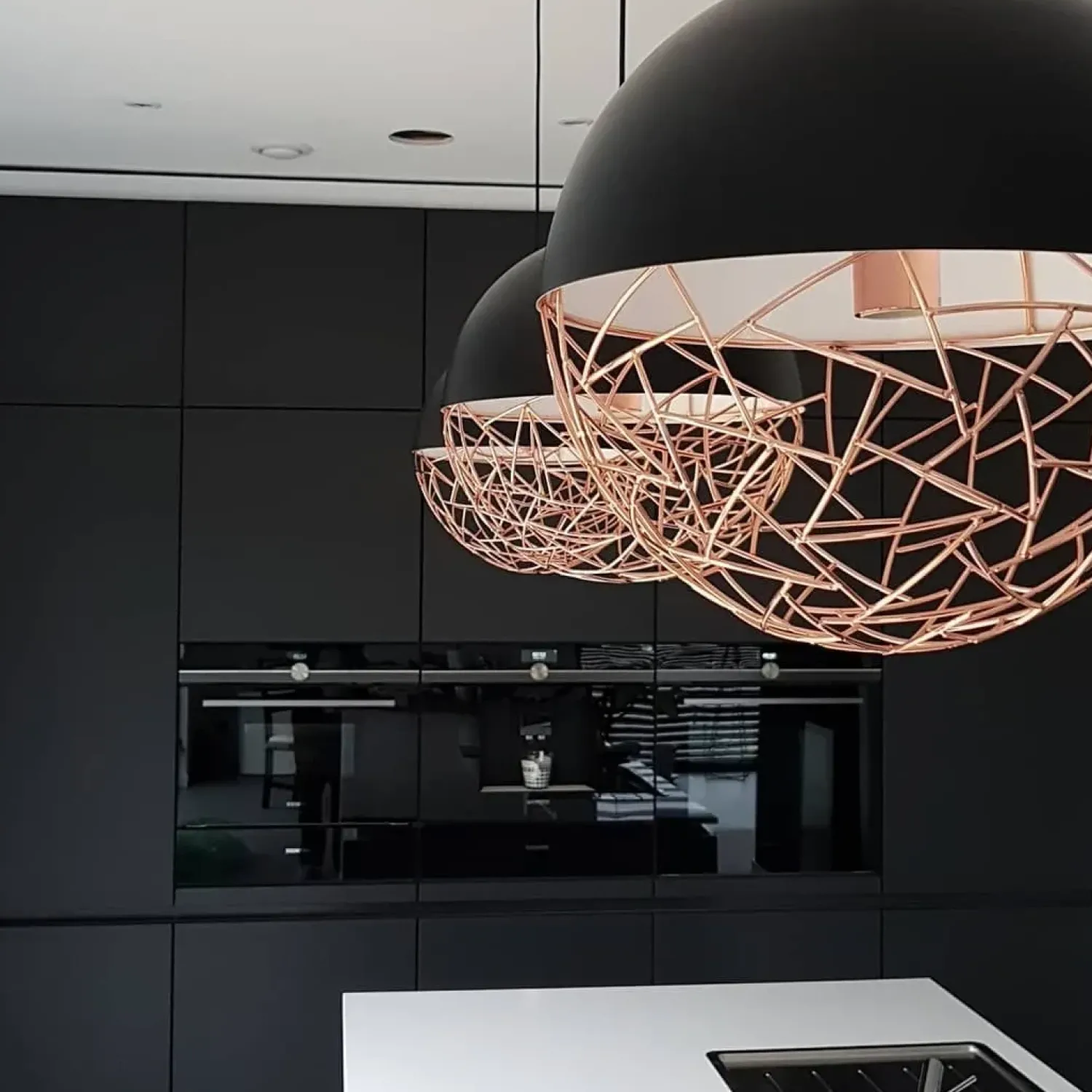 New Beliani Lampadario PADMA Metallo Nero Rame Nero