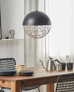 New Beliani Lampadario PADMA Metallo Nero Rame Nero