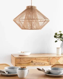 Clearance Beliani Lampadario PALMETTO Cotone Beige