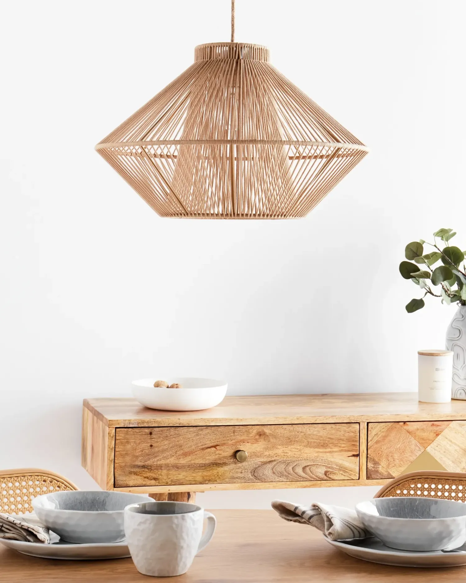 Clearance Beliani Lampadario PALMETTO Cotone Beige