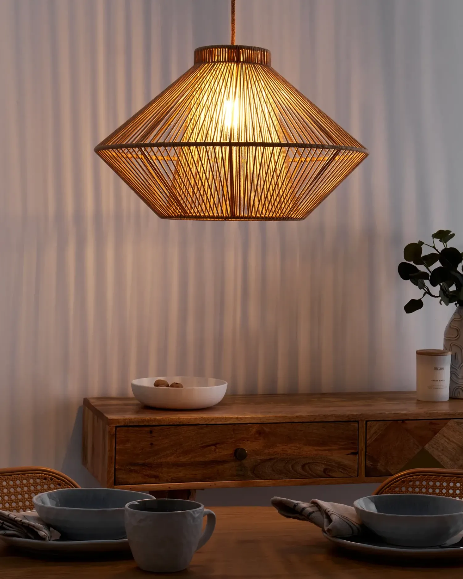 Clearance Beliani Lampadario PALMETTO Cotone Beige