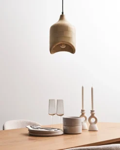 Outlet Beliani Lampadario PANDU Legno di mango chiaro Marrone