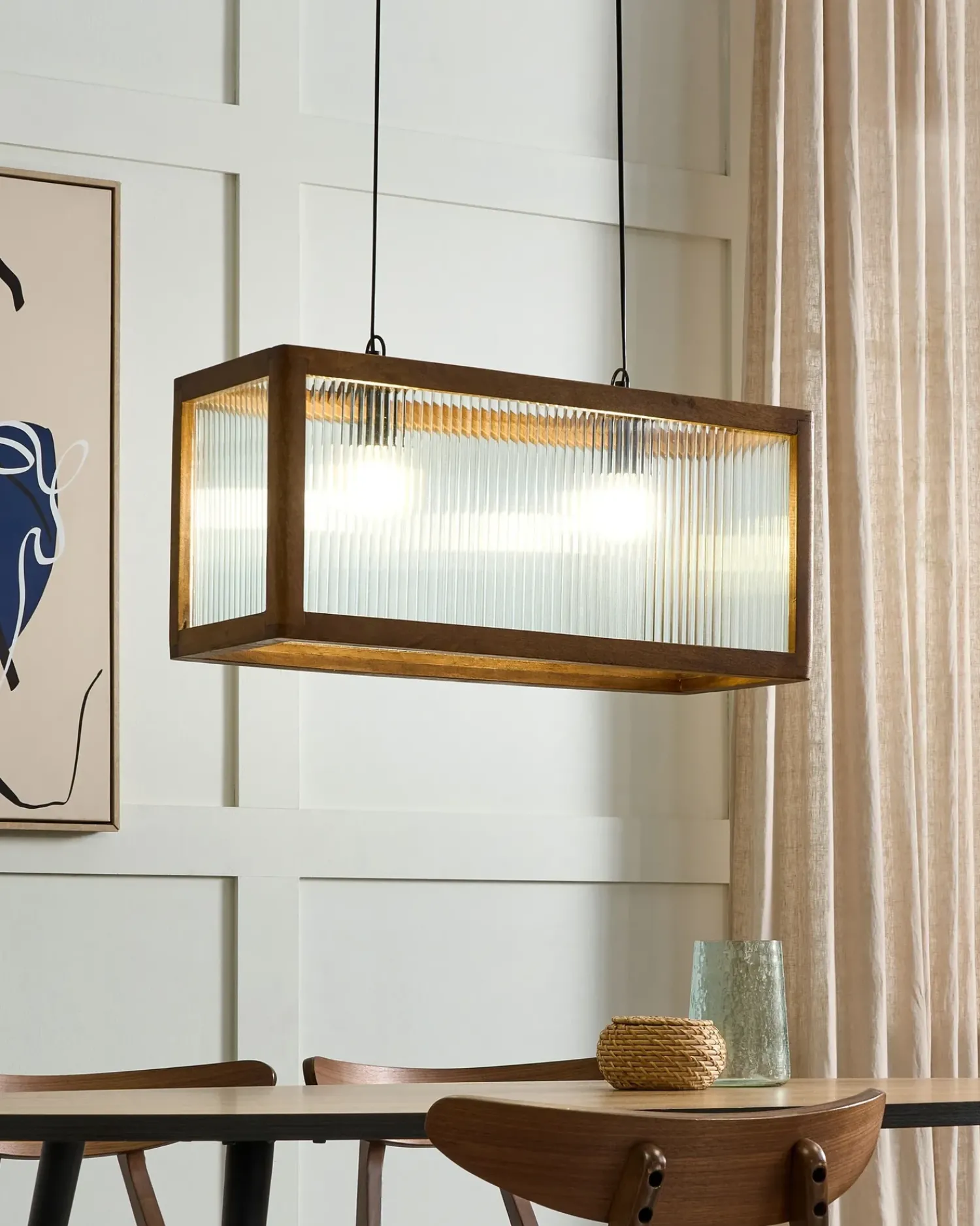Beliani Lampadario PENNA Legno di mango Marrone