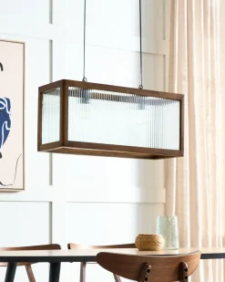 Beliani Lampadario PENNA Legno di mango Marrone