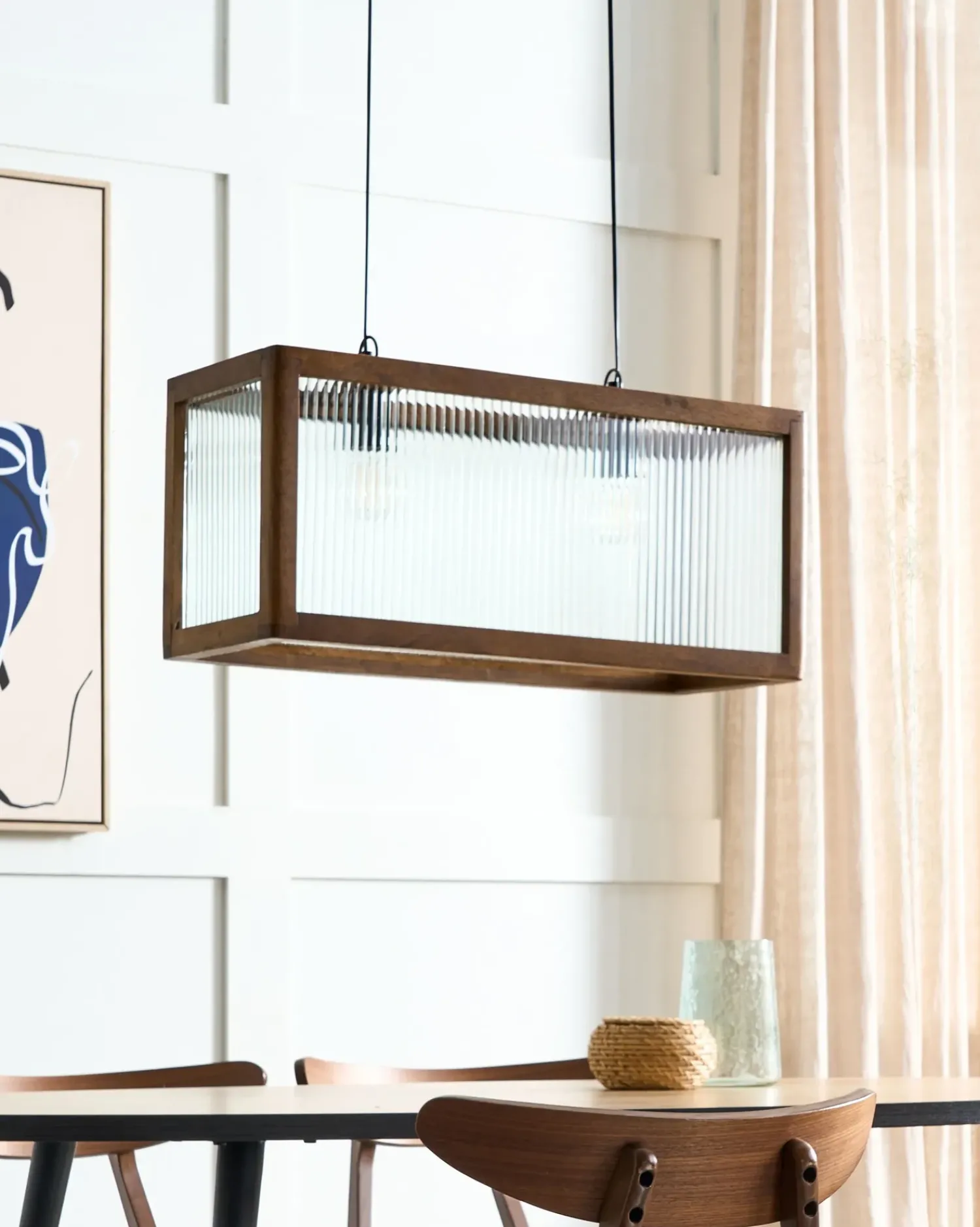 Beliani Lampadario PENNA Legno di mango Marrone