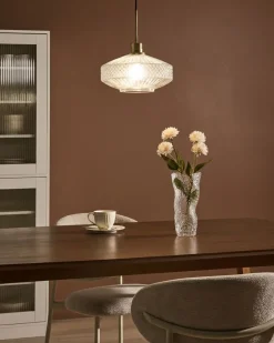 Outlet Beliani Lampadario PIRRIS Vetro Trasparente Nero Oro Trasparente