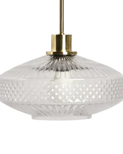 Outlet Beliani Lampadario PIRRIS Vetro Trasparente Nero Oro Trasparente