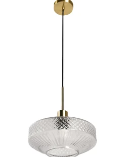 Outlet Beliani Lampadario PIRRIS Vetro Trasparente Nero Oro Trasparente