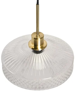 Outlet Beliani Lampadario PIRRIS Vetro Trasparente Nero Oro Trasparente
