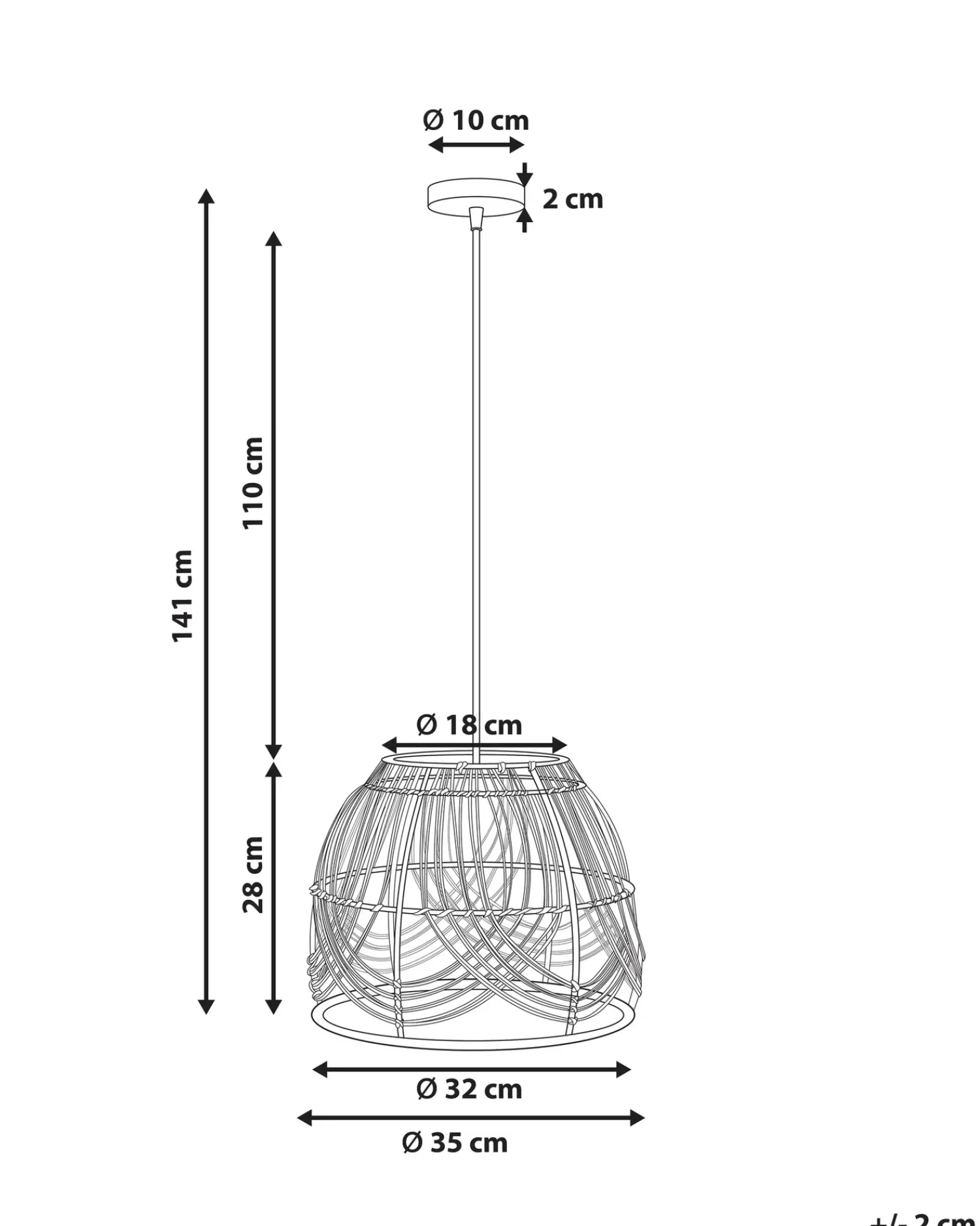 Outlet Beliani Lampadario POSTRERO Rattan Naturale