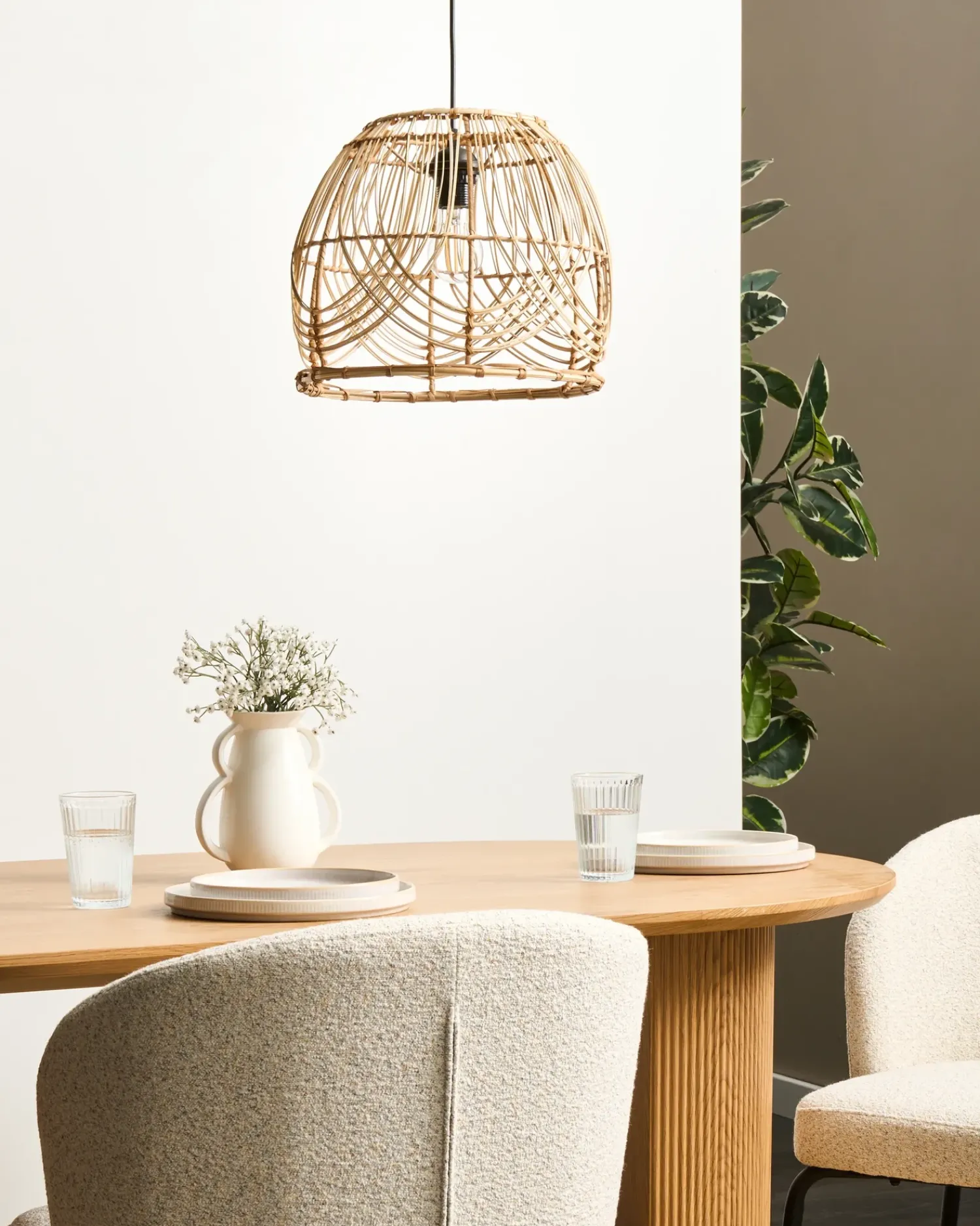 Outlet Beliani Lampadario POSTRERO Rattan Naturale