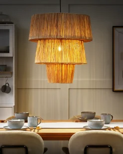 Online Beliani Lampadario PREMAT Vimini Naturale Naturale Nero