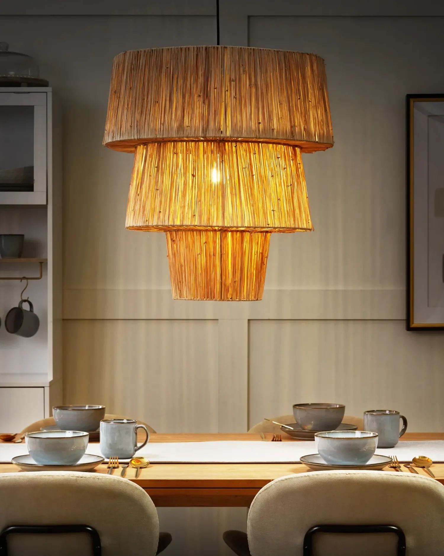 Online Beliani Lampadario PREMAT Vimini Naturale Naturale Nero