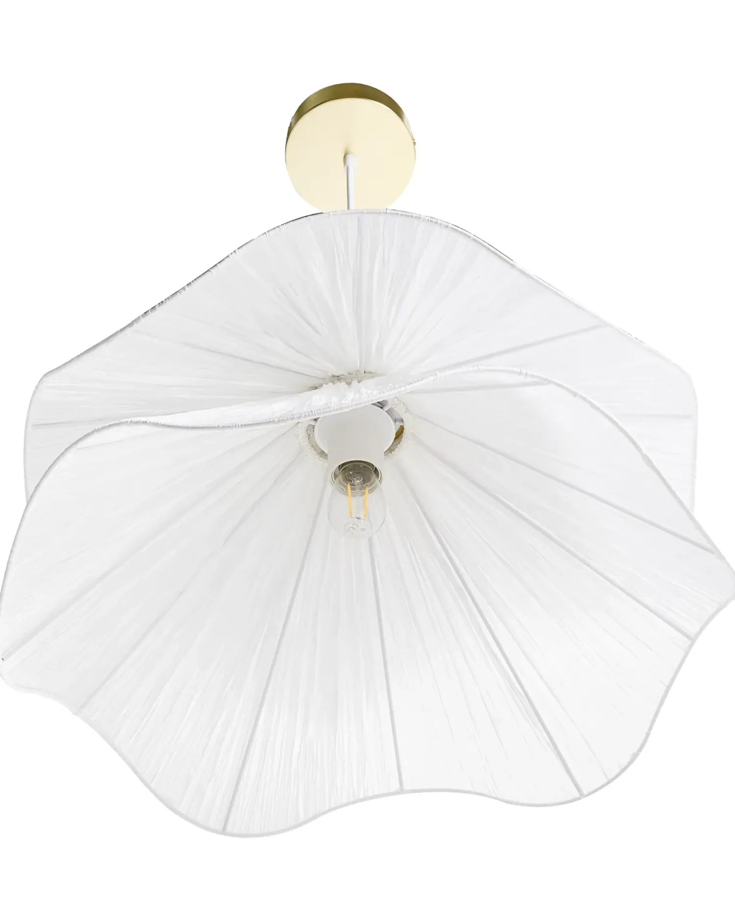 Clearance Beliani Lampadario PUNGWE Tessuto Bianco Bianco Oro