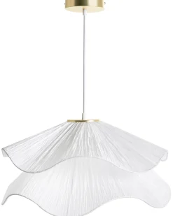 Clearance Beliani Lampadario PUNGWE Tessuto Bianco Bianco Oro