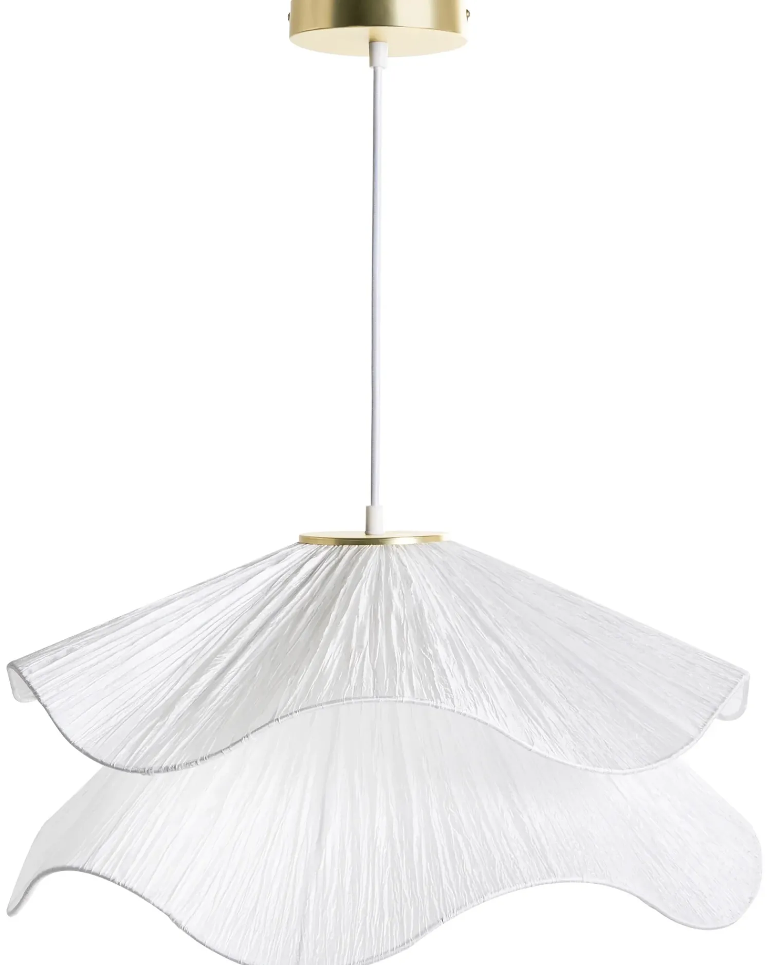 Clearance Beliani Lampadario PUNGWE Tessuto Bianco Bianco Oro