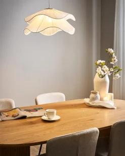Clearance Beliani Lampadario PUNGWE Tessuto Bianco Bianco Oro
