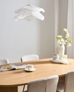 Clearance Beliani Lampadario PUNGWE Tessuto Bianco Bianco Oro