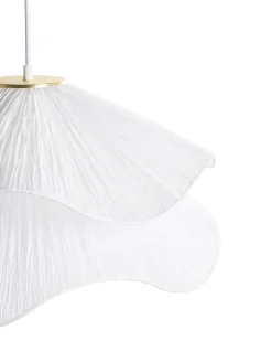 Clearance Beliani Lampadario PUNGWE Tessuto Bianco Bianco Oro