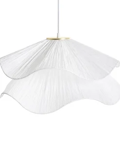 Clearance Beliani Lampadario PUNGWE Tessuto Bianco Bianco Oro