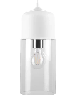 Clearance Beliani Lampadario PURUS Vetro Bianco Bianco Trasparente