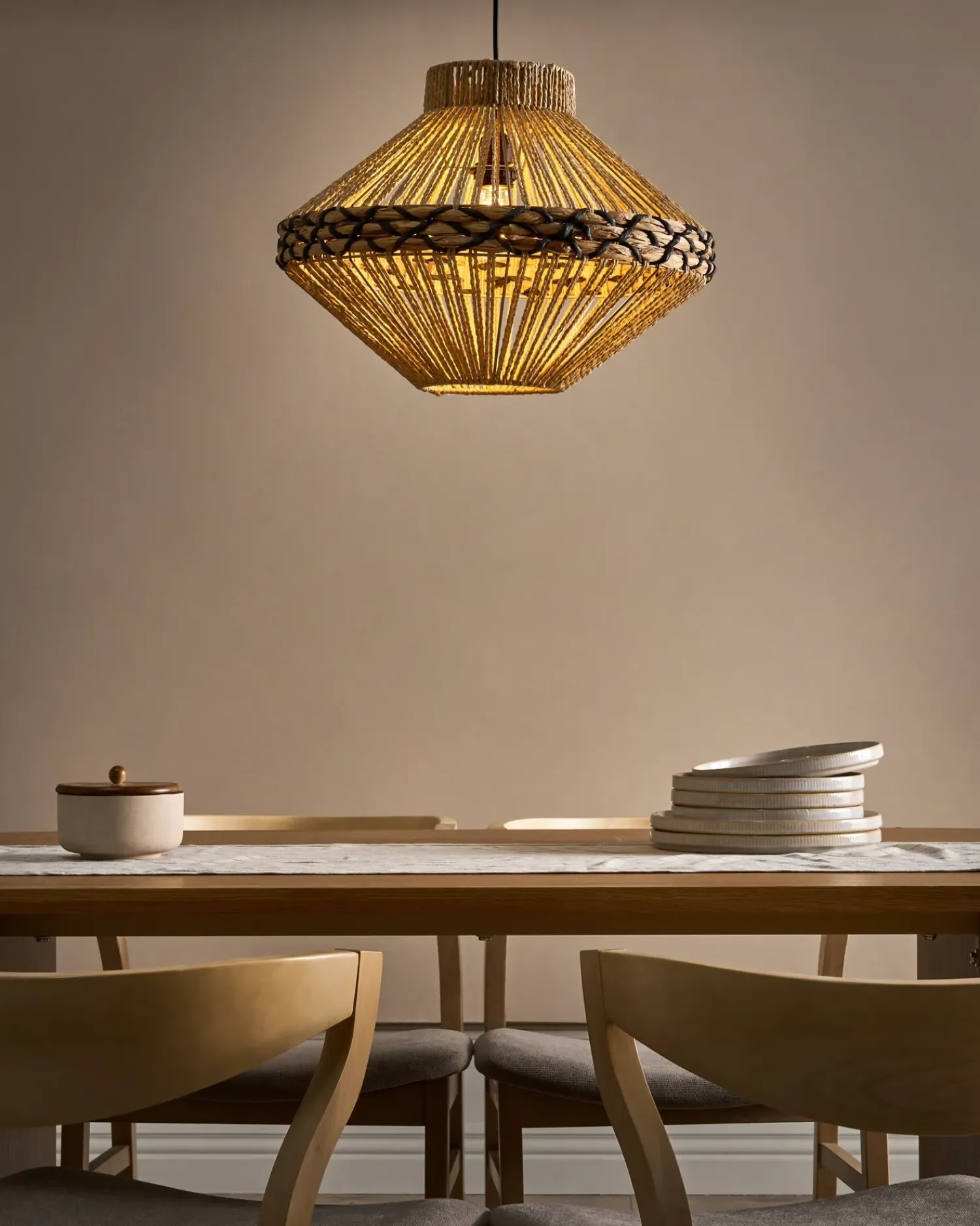 Clearance Beliani Lampadario RABACCA Corda di carta Naturale