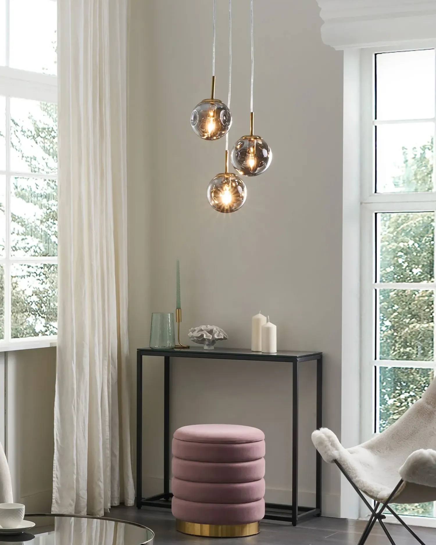 Beliani Lampadario RALFES Vetro Ottone Ottone Trasparente