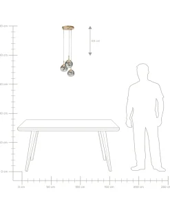 Beliani Lampadario RALFES Vetro Ottone Ottone Trasparente
