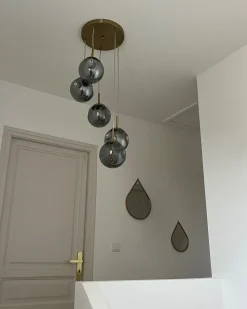 Clearance Beliani Lampadario RALFES Vetro Ottone Ottone Trasparente