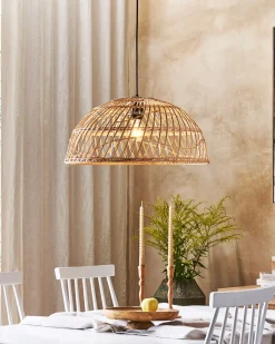 Beliani Lampadario RAVINE Rattan Naturale Marrone