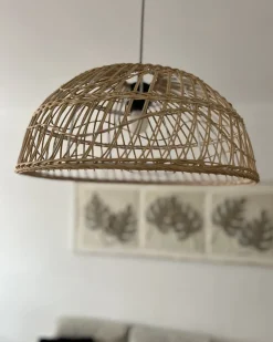 Beliani Lampadario RAVINE Rattan Naturale Marrone
