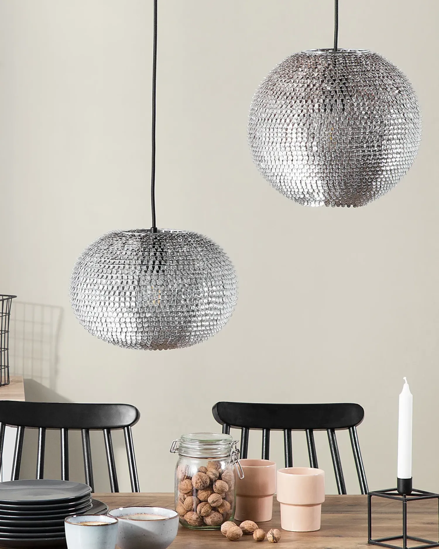 Beliani Lampadario REINE Metallo Argento