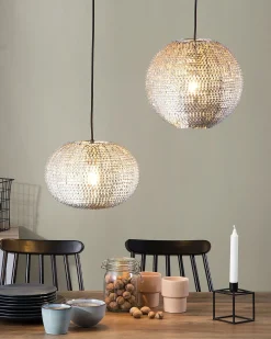 Sale Beliani Lampadario SEINE Metallo Argento Argento Nero