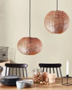 New Beliani Lampadario SEINE Metallo Rame