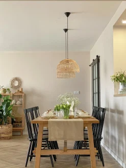 Outlet Beliani Lampadario SELENGE Rattan Marrone chiaro Beige Naturale