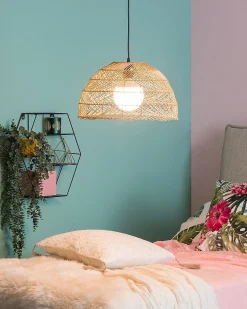 Outlet Beliani Lampadario SELENGE Rattan Marrone chiaro Beige Naturale