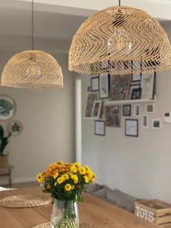 Outlet Beliani Lampadario SELENGE Rattan Marrone chiaro Beige Naturale