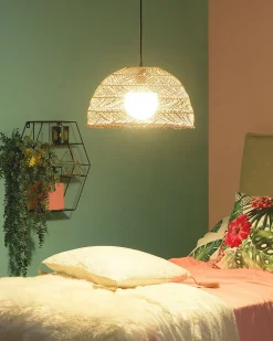 Outlet Beliani Lampadario SELENGE Rattan Marrone chiaro Beige Naturale