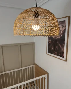 Outlet Beliani Lampadario SELENGE Rattan Marrone chiaro Beige Naturale