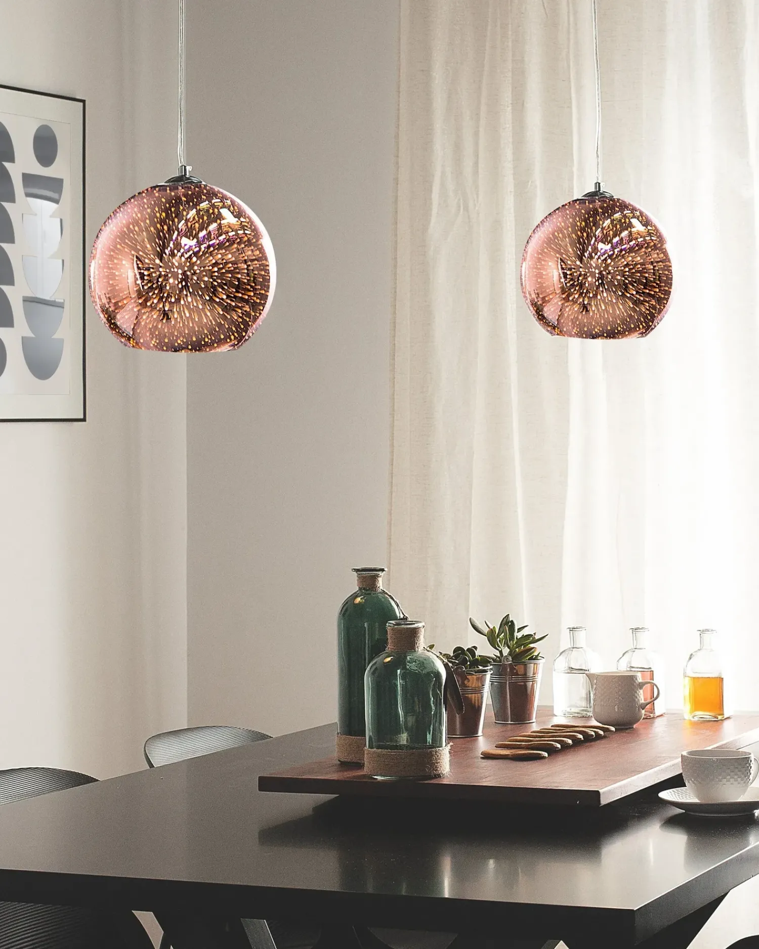 Discount Beliani Lampadario SESSERA Vetro Rame