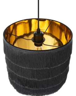 Best Beliani Lampadario SUAPURE Tessuto Nero Nero Oro