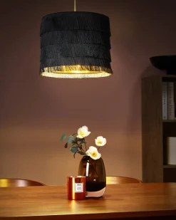 Best Beliani Lampadario SUAPURE Tessuto Nero Nero Oro
